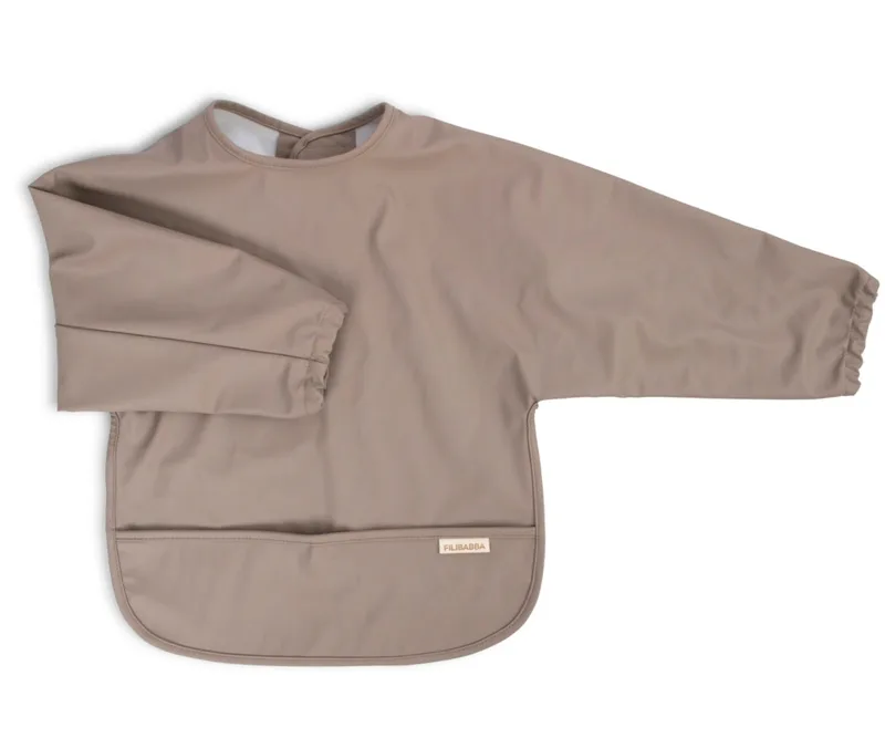Filibabba Bib With Sleeves - Warm Grey