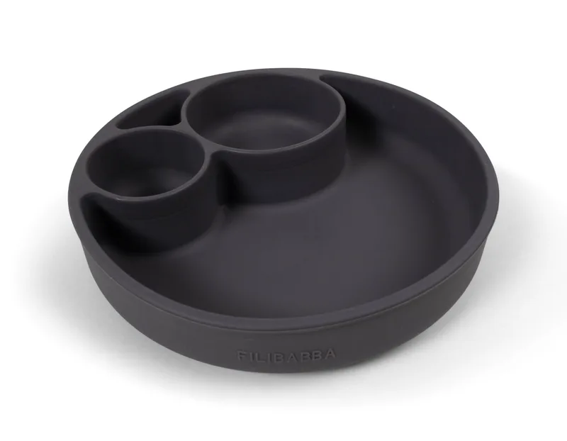Filibabba Silicone Divided Plate - Stone Grey