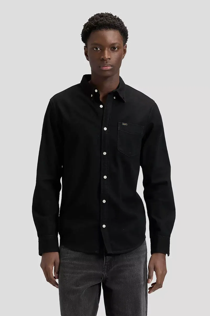 Lee® ανδρικό πουκάμισο button down με τσέπη Regular Fit - 112376555 Μαύρο