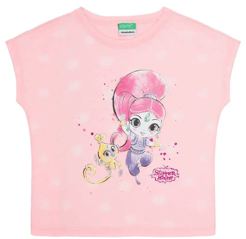 T-SHIRT BENETTON CA NICKELODEON SHIMMER - SHINE ΑΝΟΙΧΤΟ ΡΟΖ (90 CM )-(2 ΕΤΩΝ )