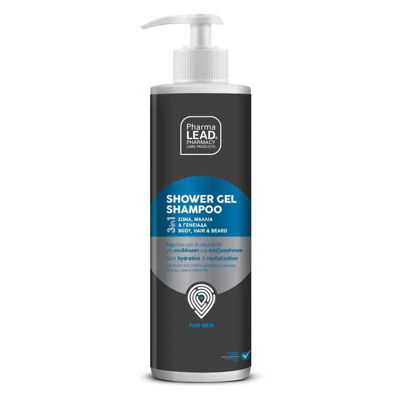 Pharmalead Men’s Shower Gel Shampoo 500ml Ανδρικό Αφρόλουτρο & Σαμπουάν 3 σε 1 για Ενυδάτωση & Αναζωογόνηση