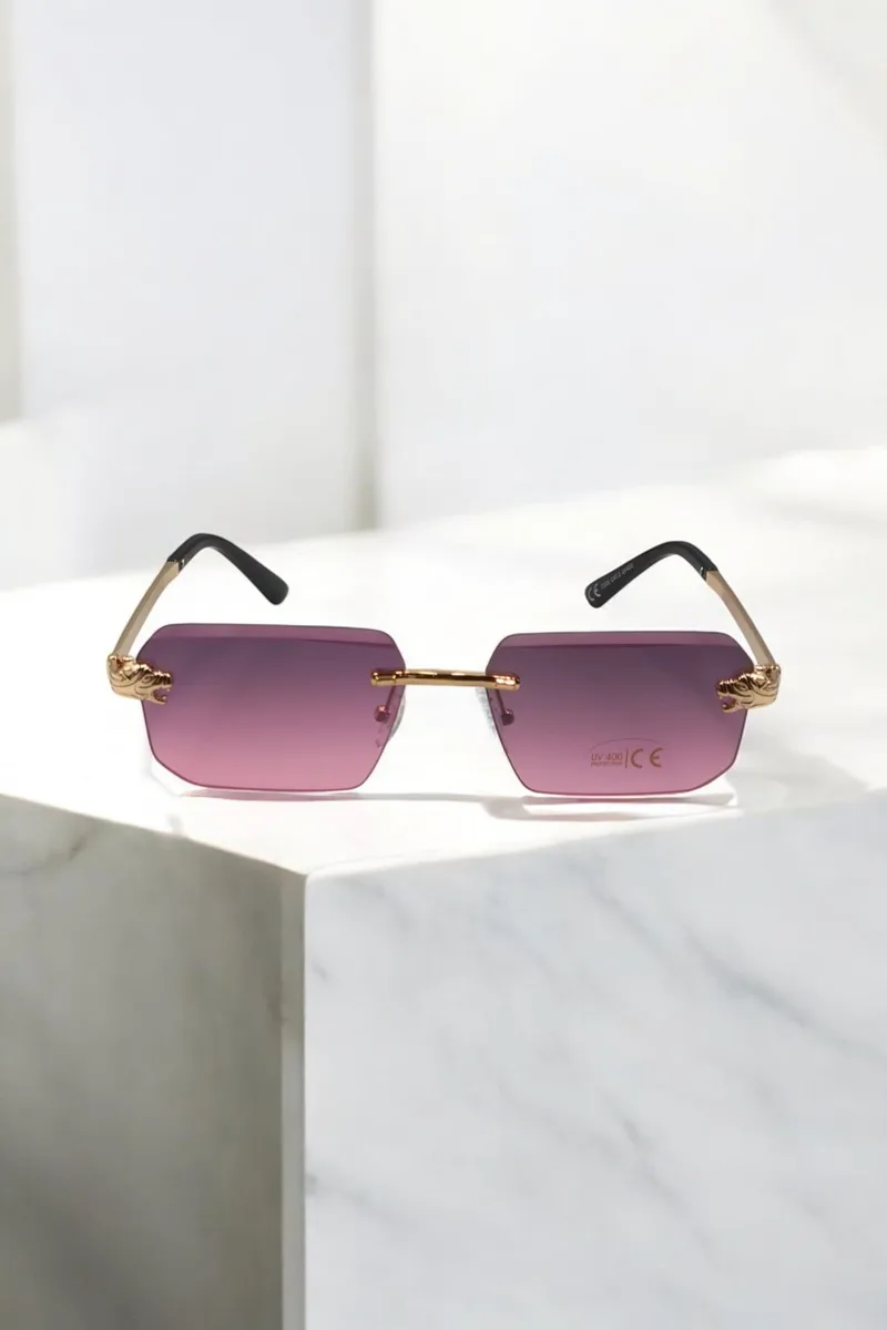 ΓΥΑΛΙΑ ΗΛΙΟΥ ΣΤΥΛ SQUARE ROSE GOLD ΜΕ ΗΜΙΔΙΑΦΑΝΟ ΜΩΒ DEGRADE ΦΑΚΟ