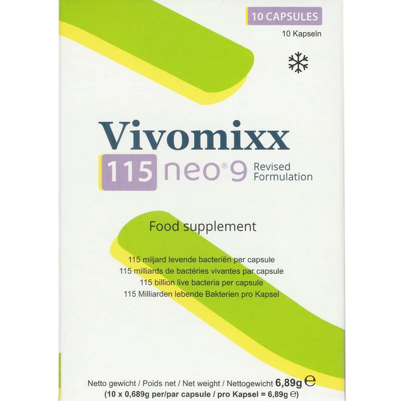 Vivomixx 115 Neo 9 Συμπλήρωμα Διατροφής Υψηλής Συγκέντρωσης 9 Στελεχών Προβιοτικών για Εξισορρόπηση της Εντερικής Χλωρίδας & Αντιμετώπιση Γαστρεντερικών Διαταραχών 10caps