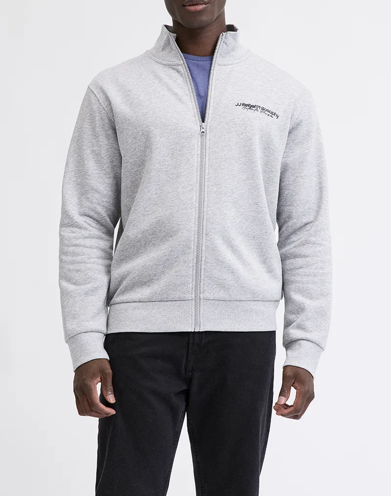 JJ REBEL JREBZACK SWEAT FULL ZIP HIGH NECK 12288059-Light Grey Melange LightGray