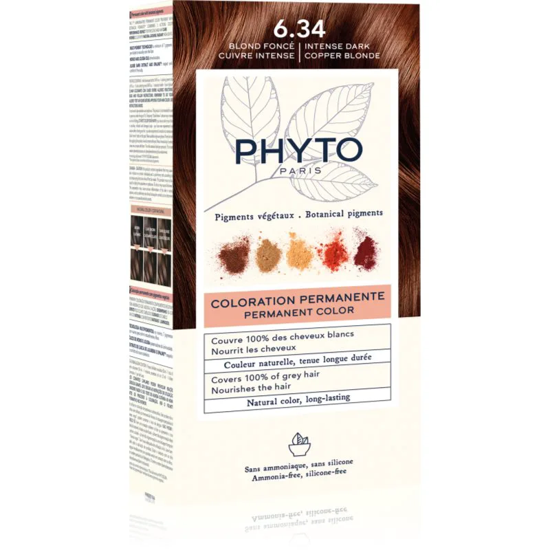 Phyto Color βαφή μαλλιών χωρίς αμμωνία απόχρωση 6.34 Intense Dark Copper Blonde 1 τμχ
