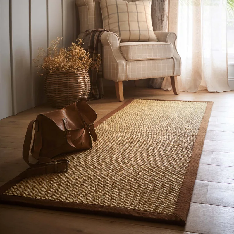 Sisal Natural with Dark Brown Border Runner