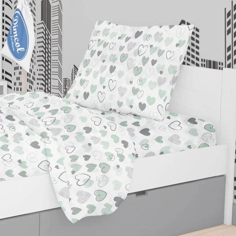 Μαξιλαροθήκη Τεμάχιο 50X70 Dimcol Hearts 10 Green (50x70)