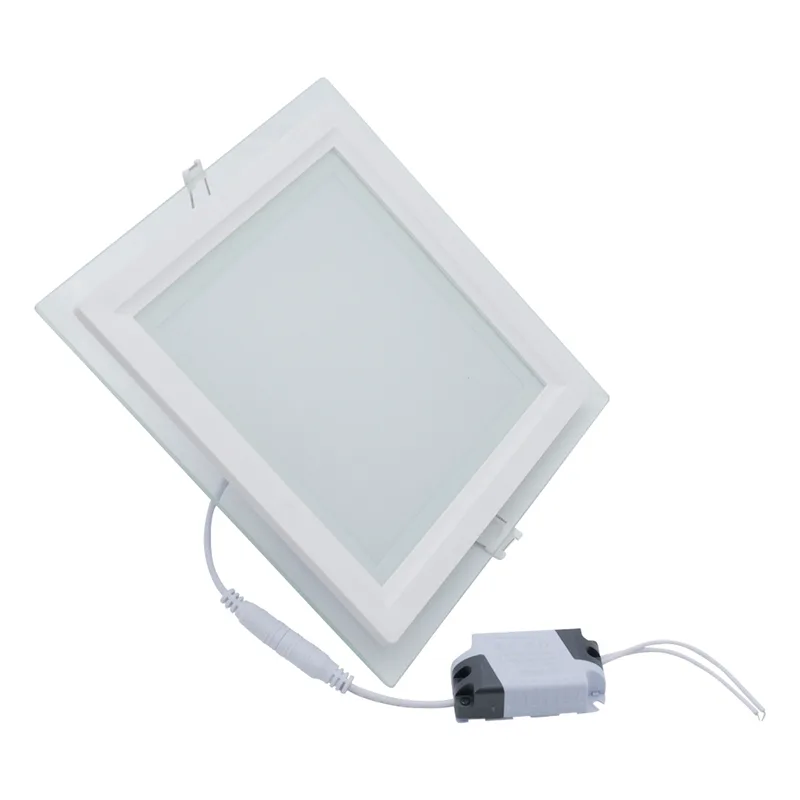 Χωνευτό Γυάλινο LED Panel 12W με Ψυχρό Λευκό Φως 16x16x3cm
