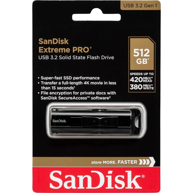 SanDisk Cruzer Extreme PRO 512GB USB 3.2 Flash Drive SDCZ880-512G-G46