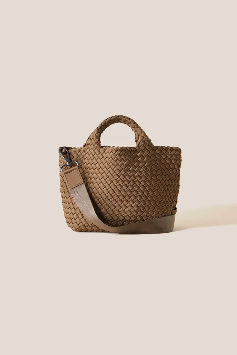 Naghedi γυναικεία τσάντα tote με πλεκτό σχέδιο "St. Barths Small" - NSN03012LD Καφέ