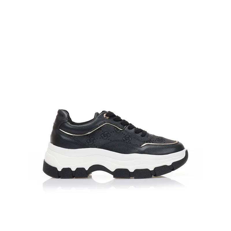 Sneakers με δίκτυ και λουλούδια ΜΑΥΡΟ