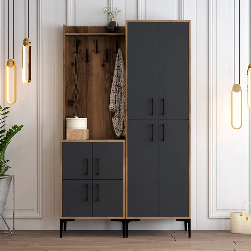 Έπιπλο Εισόδου / Πορτ Μαντό Berlin Ba - Walnut, Anthracite 845Hct4201 (120x200x35 cm)