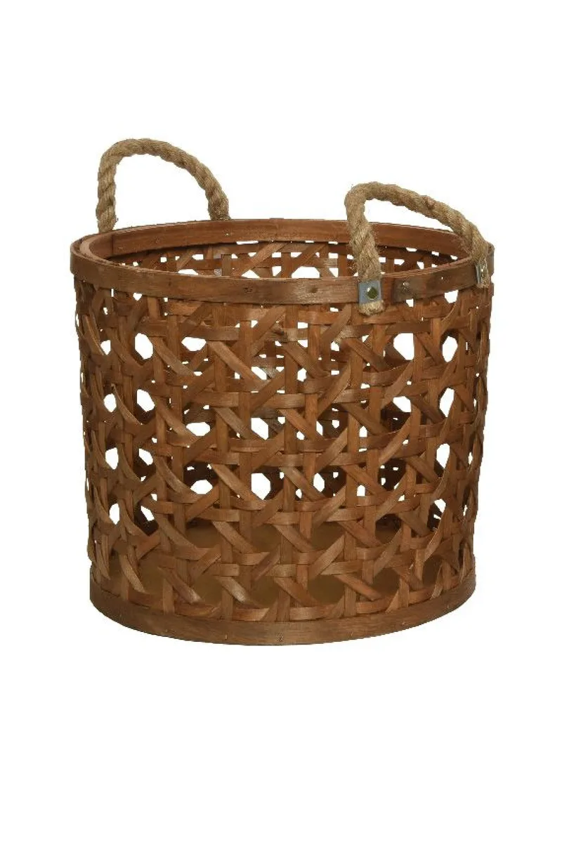 Καλάθι Ξύλινο Πλεκτό Με Λαβές 35.5x35.5x30cm Μονόχρωμο Kaeming