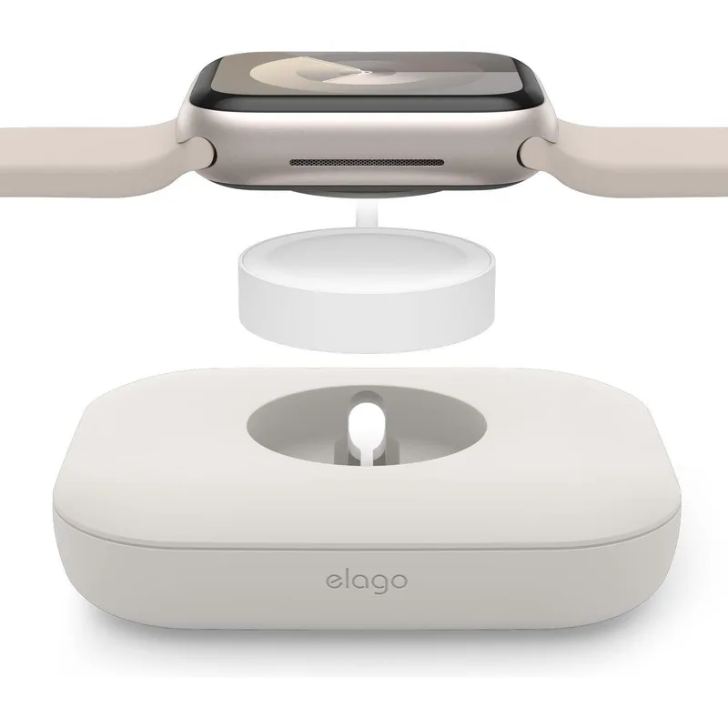 Βάση Elago Magnetic Charger Pad Premium Σιλικόνης για Φορτιστή Apple Watch / AirPods & Samsung Galaxy Watch 7 / 6 / 5 - Stone (EAWPAD-WT-ST)
