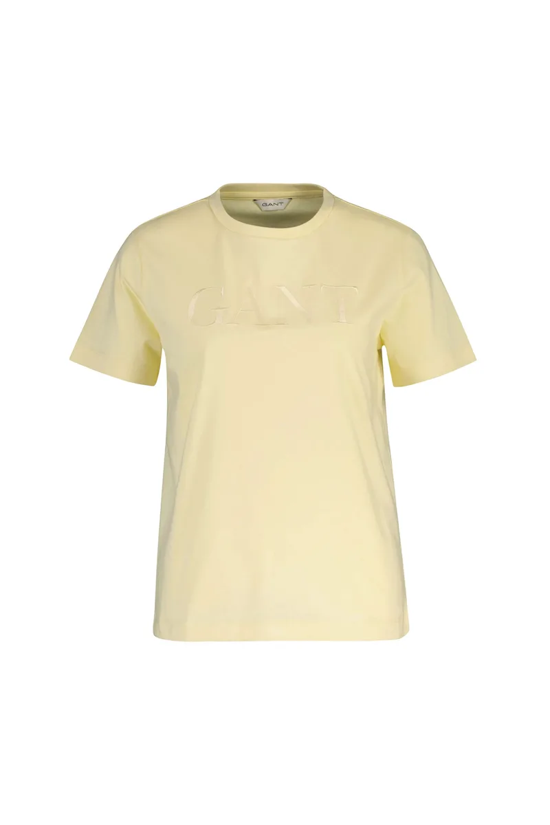 Gant γυναικείο T-shirt με ton-sur-ton κεντημένο λογότυπο Regular Fit - 4200502 Κίτρινο Ανοιχτό