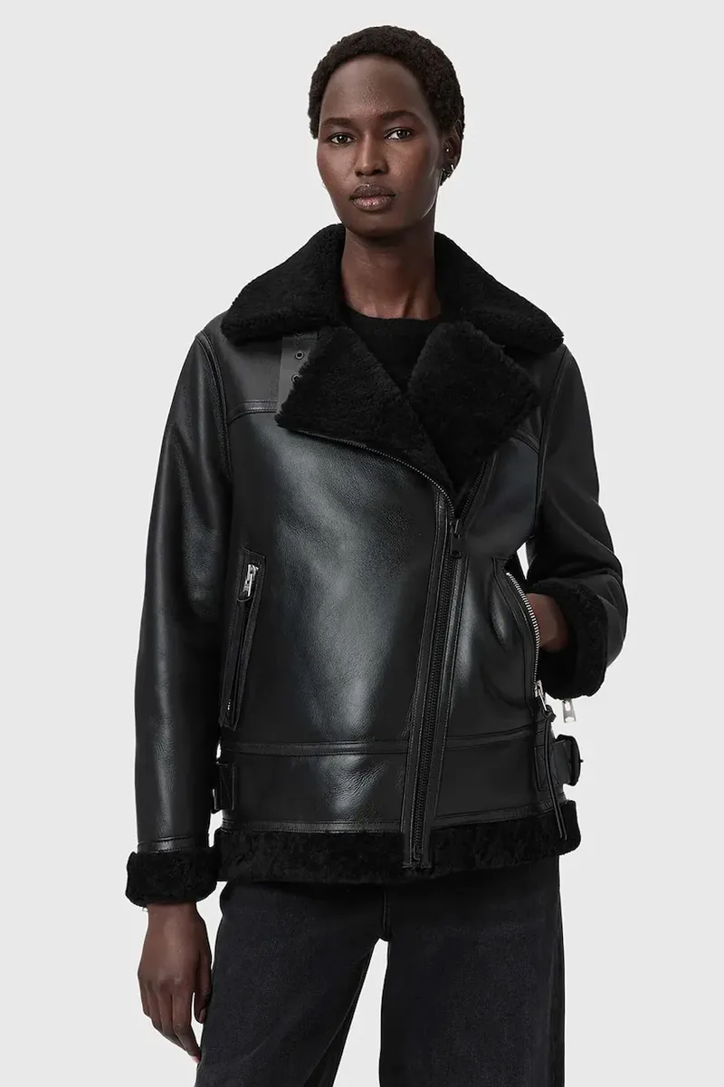 AllSaints Δερμάτινο μπουφάν AllSaints SOLA