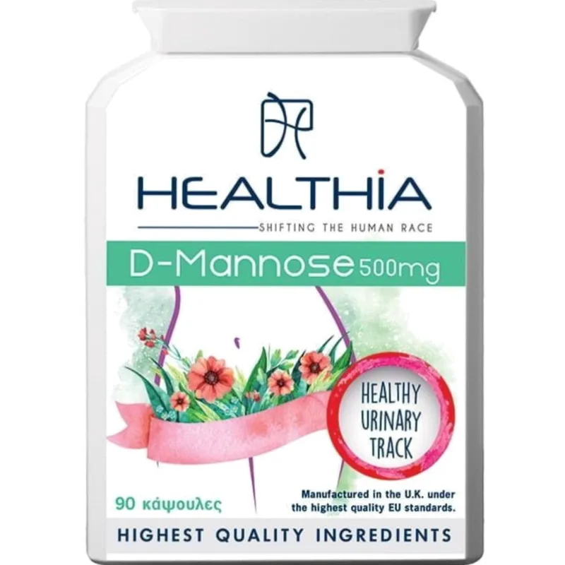 Healthia D-Mannose 500mg Συμπλήρωμα Διατροφής με Μαννόζη για Προστασία του Ουροποιητικού Συστήματος 90caps