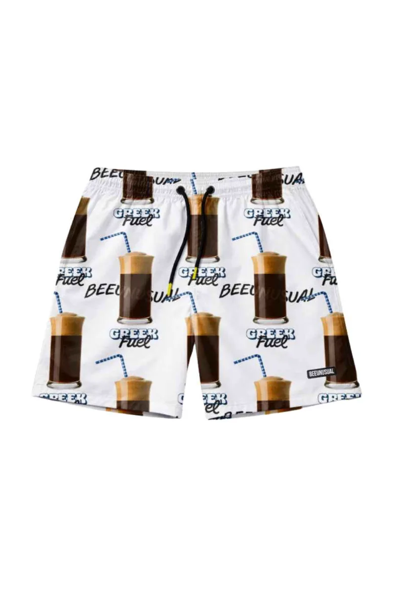 BEE UNUSUAL Μαγιό Greek Fuel Swim Shorts White - WHITE-BS-263208-WHITE