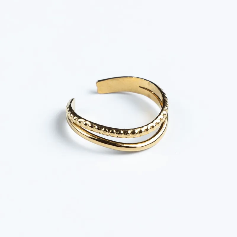 Ατσάλινο χρυσό δαχτυλίδι Cuoro the double ring