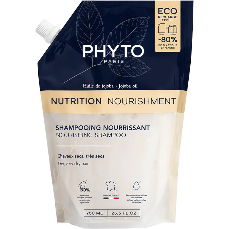 Phyto Nourishment Shampoo Ανταλλακτικό Σαμπουάν Θρέψης για Ξηρά & Πολύ Ξηρά Μαλλιά 750ml Refill