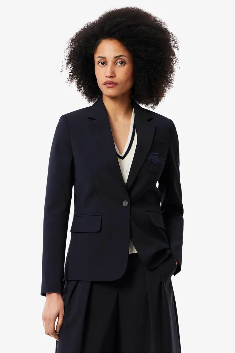 Lacoste γυναικείο σακάκι με κεντημένο λογότυπο Slim Fit - VF4244-00 Μπλε Σκούρο