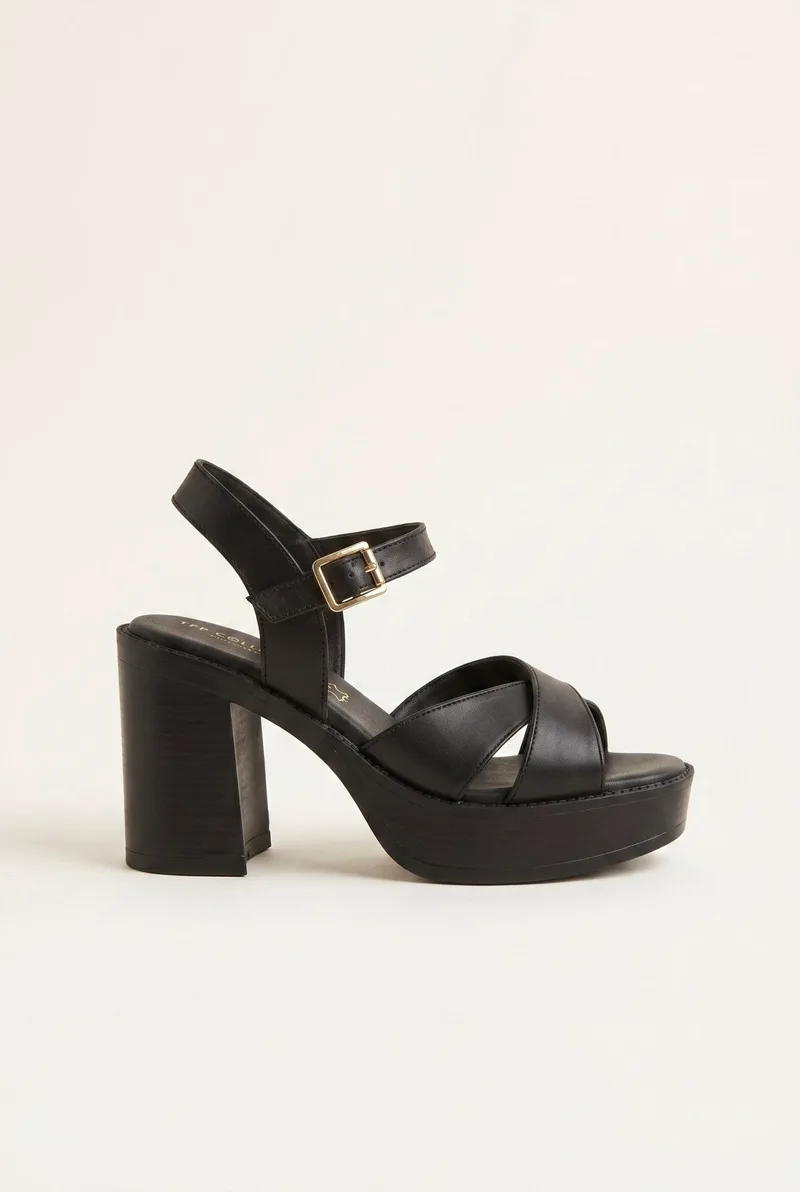 TFP Platform Sandals Block Heel - B213 - Black Matte