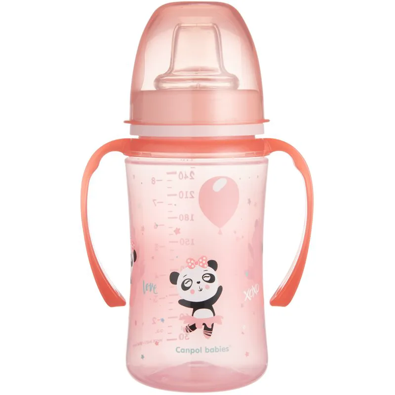 Canpol babies Exotic Animals εκπαιδευτικό κύπελλο με λαβές 6+ m Ροζ 240 ml