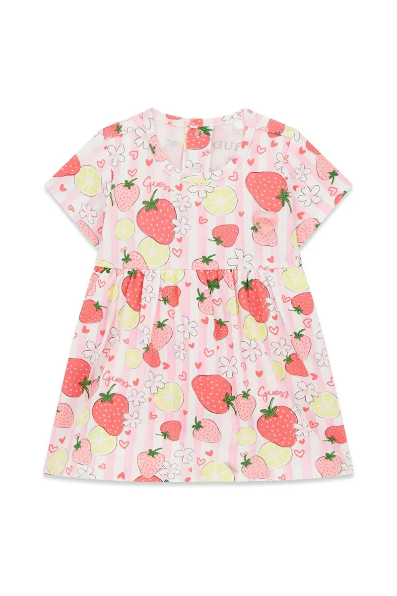 Guess βρεφικό φόρεμα με strawberry & lime print - S6GG02K6YW4 Ροζ
