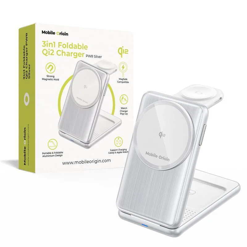 Mobile Origin 3in1 Foldable Qi2 Charger Silver (PW8)