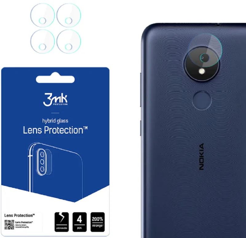 3MK Hybrid Glass Camera Protector - Αντιχαρακτικό Υβριδικό Προστατευτικό Γυαλί για Φακό Κάμερας Nokia C21 - 4 Τεμάχια (5903108463478)