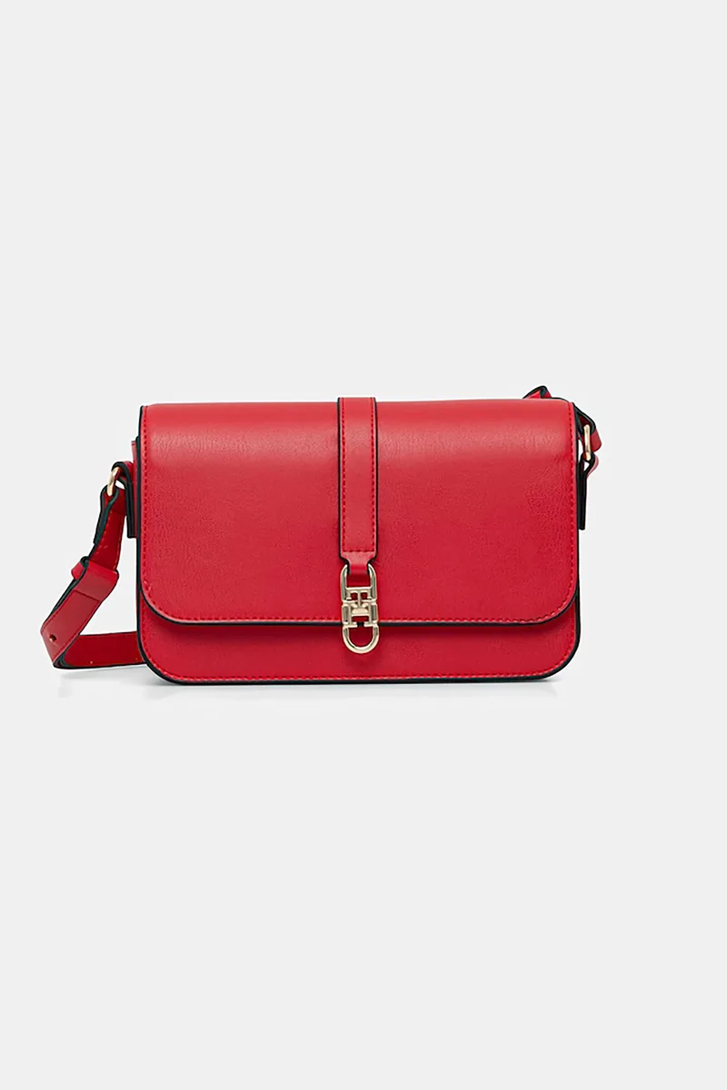 Tommy Hilfiger γυναικεία τσάντα ώμου/crossbody με μεταλλικό monogram "Libre" - AW0AW17723 Κόκκινο