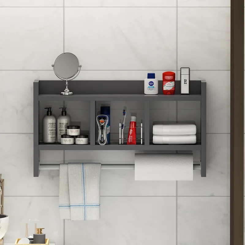 Ράφι Τοίχου Asya - Anthracite 382Nrc1519 (63,6x35x14,6)