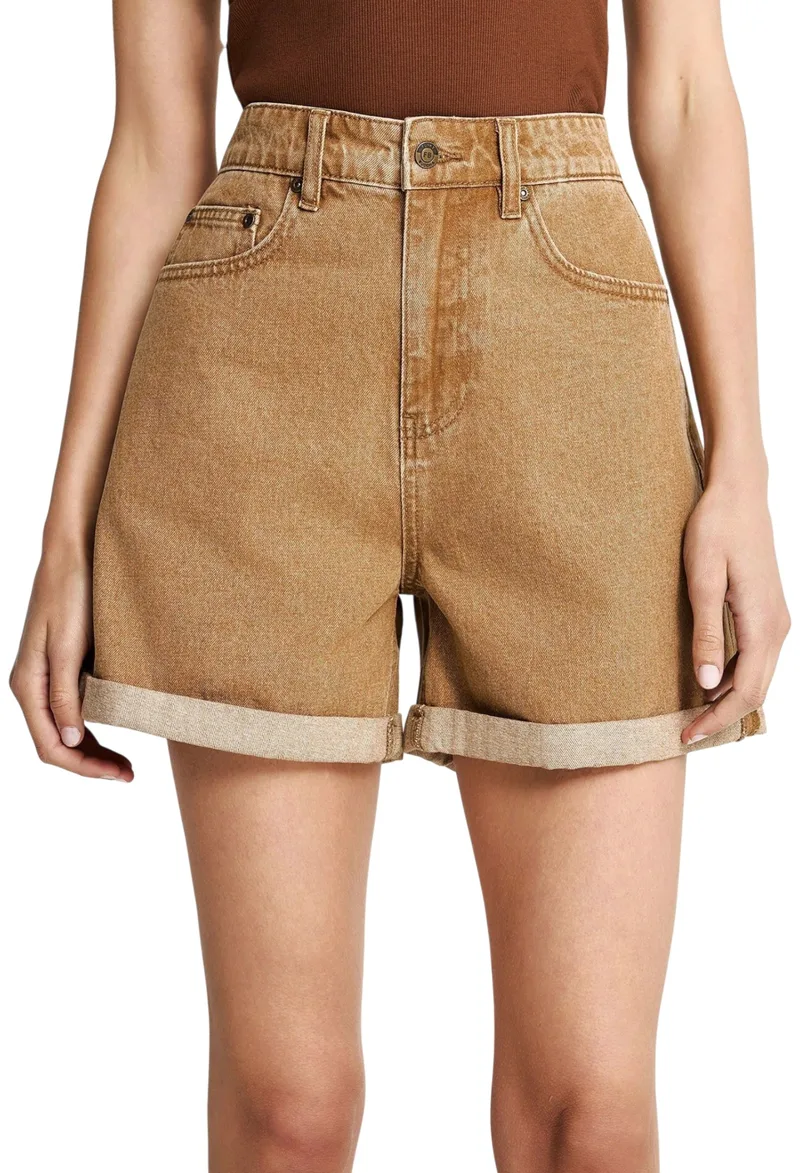 Σορτς Funky Buddha Τζιν Με Ρεβέρ FBL013-168-03-BROWN SUGAR Γυναικείο