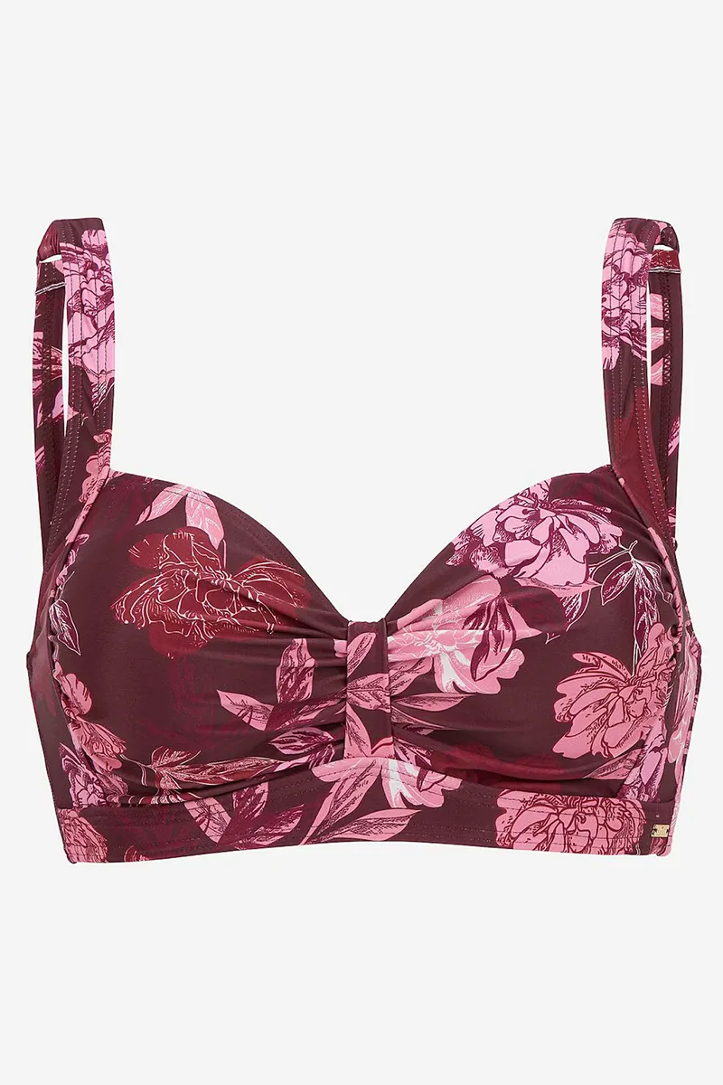 Floral bikini-top και σούρα σε μπορντώ χρώμα