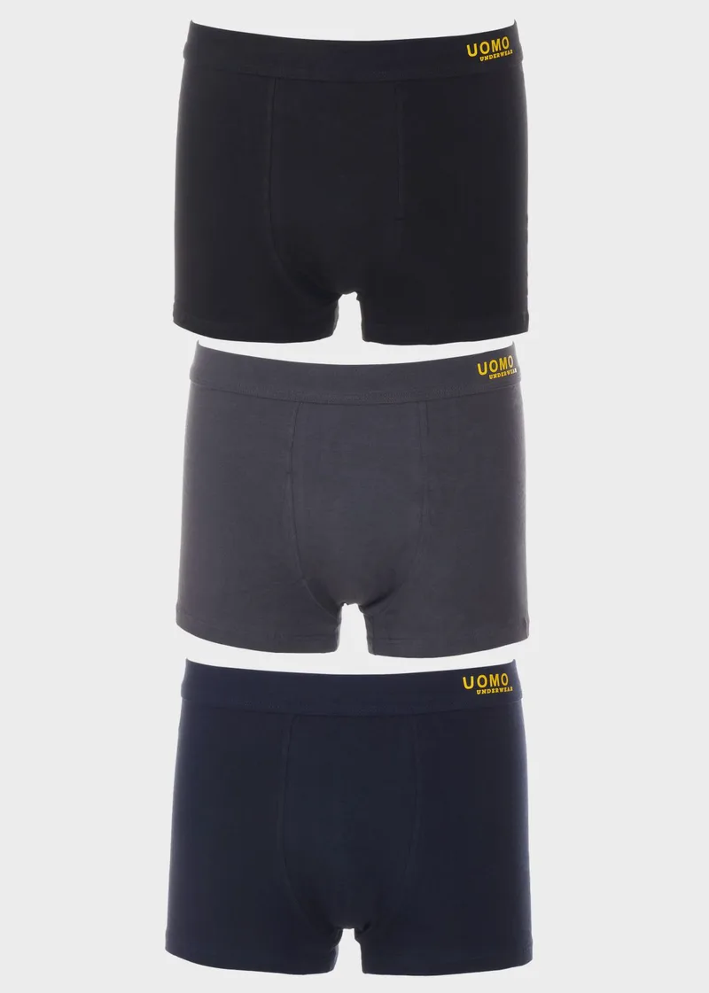 Ανδρικό boxer μονόχρωμο UOMO Oversize. Συσκευασία 3 τεμαχίων MULTI COLOUR