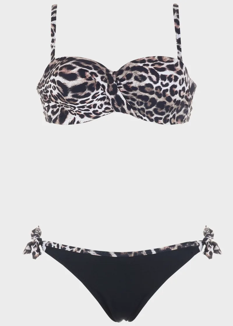 Bikini strapless slip δετό.Kαλύπτει στήθος B Cup ANIMAL