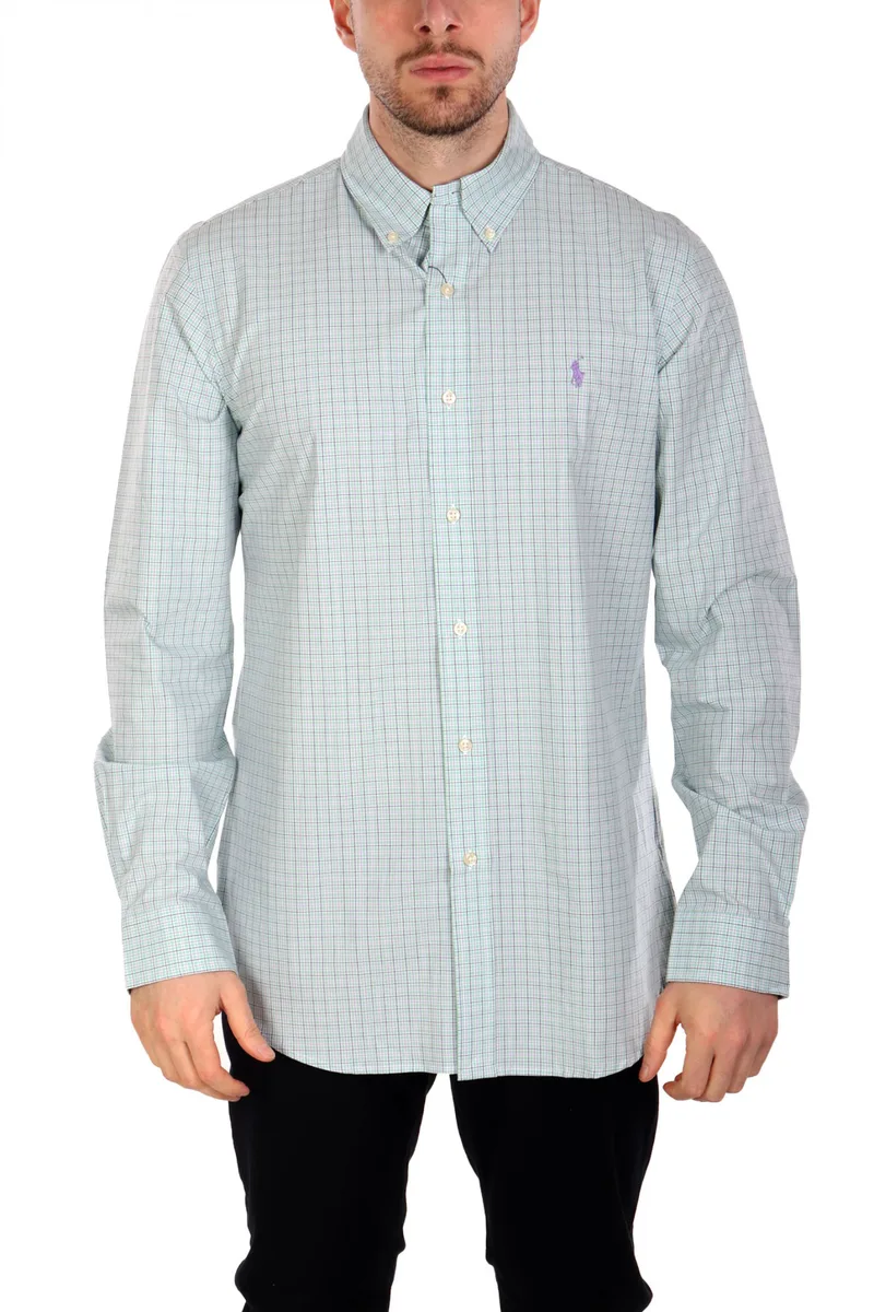 RALPH LAUREN ΠΟΥΚΑΜΙΣΟ ΚΑΡΩ BUTTON DOWN CUSTOM FIT ΠΡΑΣΙΝΟ-ΜΩΒ