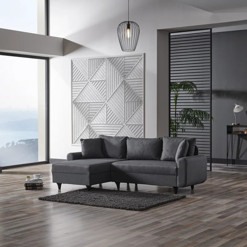 Γωνιακός Καναπές Flavia - Dark Grey 218Nvd1101 (230x72x125)