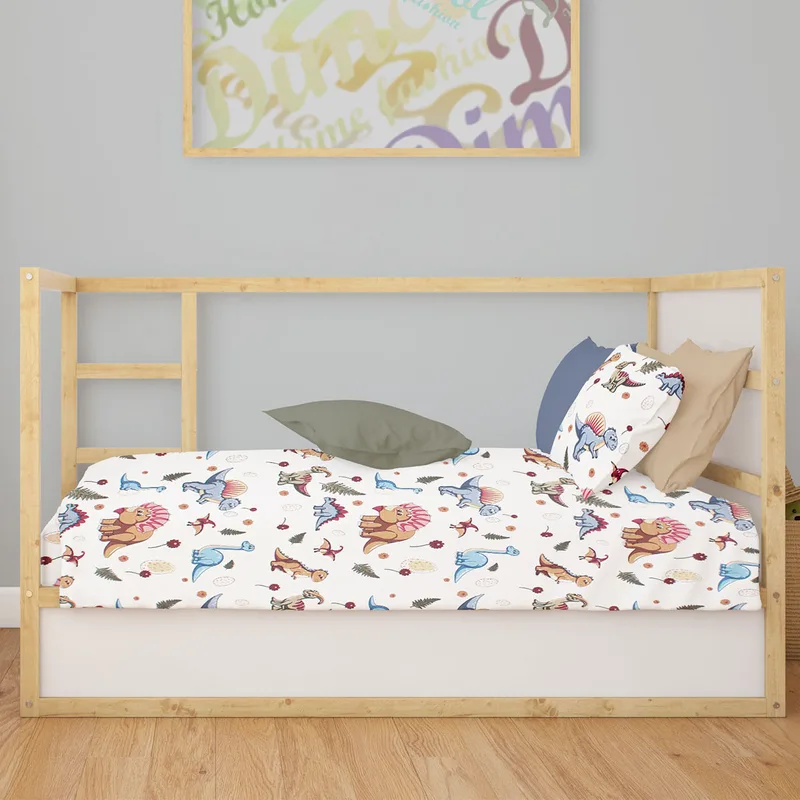 Σεντόνι Λίκνου (80x110) Dimcol Dinosaur 519 White - Blue