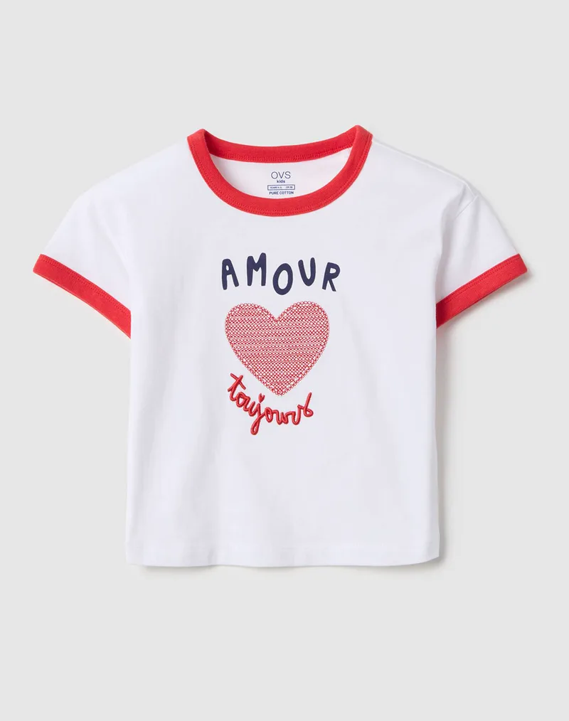 OVS TSHIRT WITH SEQUINS 2554217-BRIGHT WHITE White