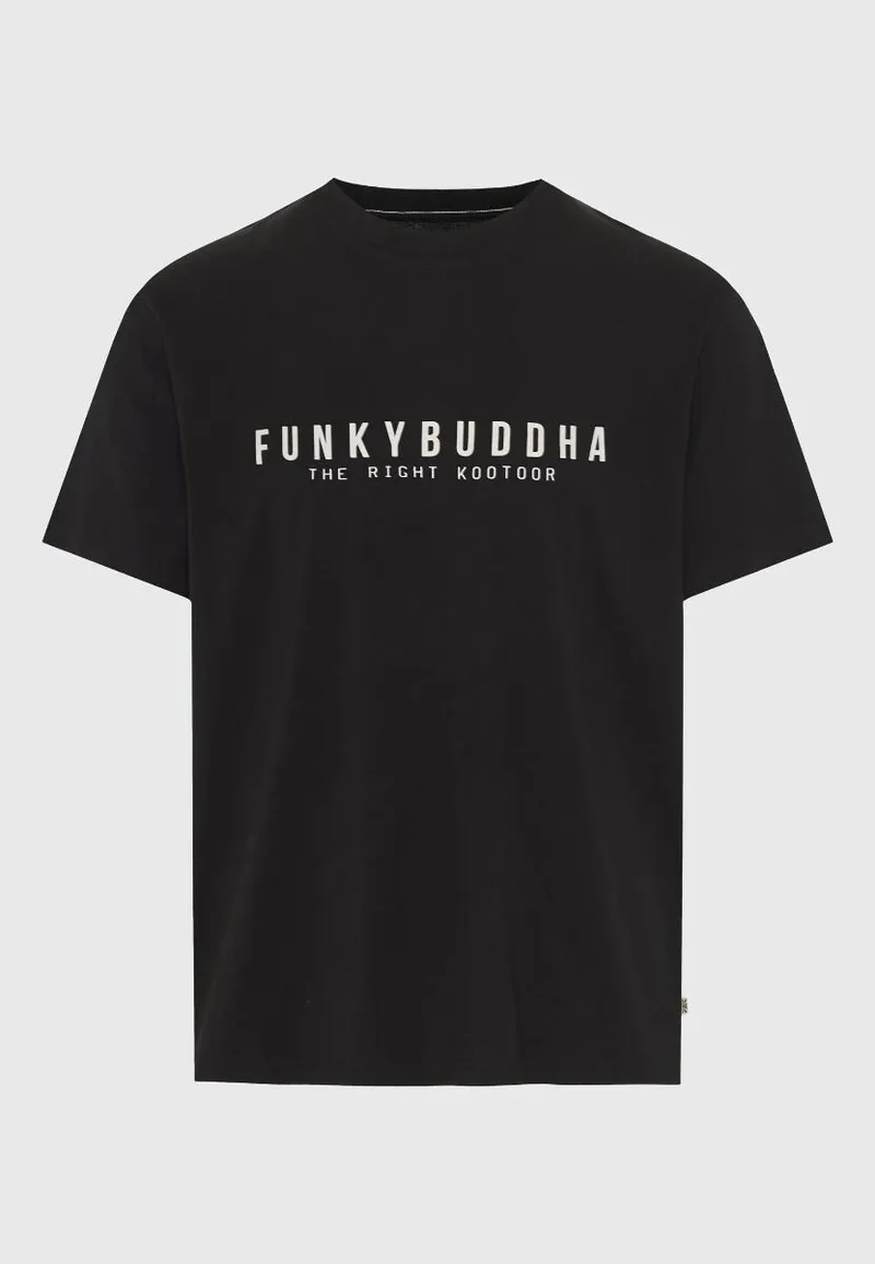Funky Buddha Ανδρικό t-shirt με τύπωμα από βαμβάκι FBM013-011-04 Μαύρο