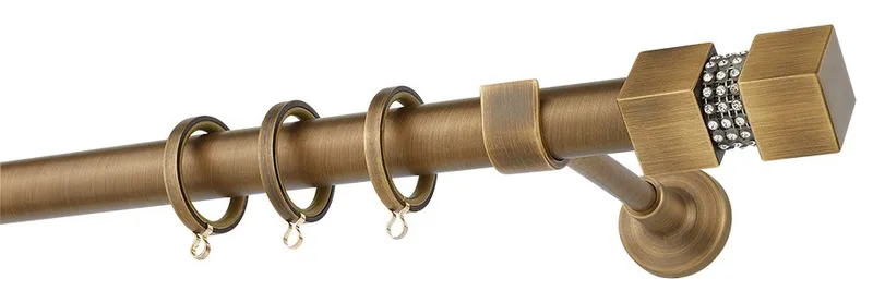 Κουρτινόβεργα Zogometal Easy Line E4136 Μπρονζέ Με Άκρα 01 Crystal