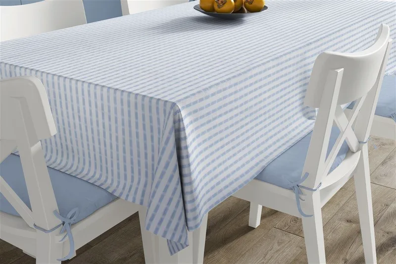 Ανεξίτηλο Τραπεζομάντηλο Dimcol White-Sky Blue 140X140