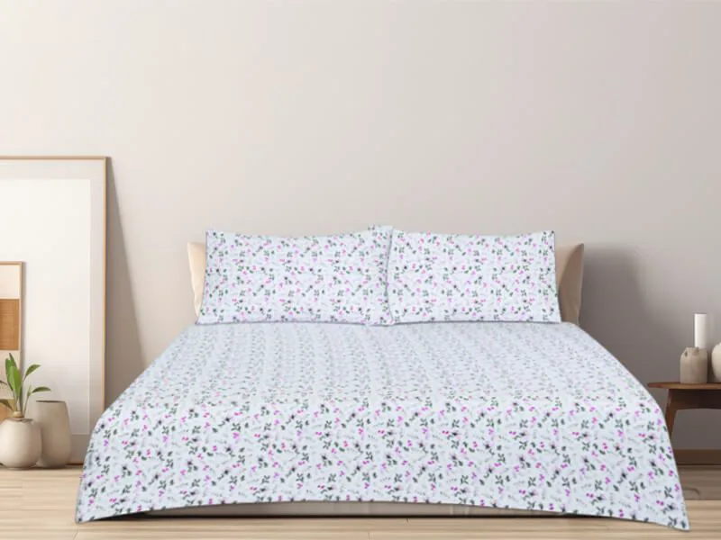 Σετ Σεντόνια Φανελένια Εμπριμέ Anemone 100% Βαμβακερά Γαρύφαλλο - 200x260, 160x200+32