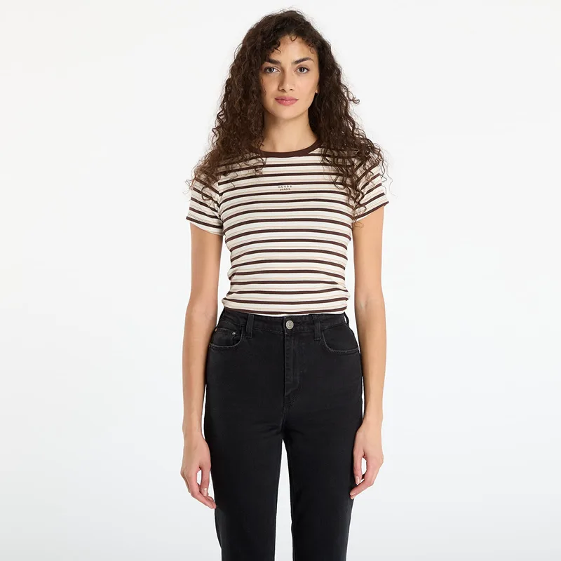T-shirt Guess Jeans Ss Cn Stripe Embr Μπεζ/ Brown L