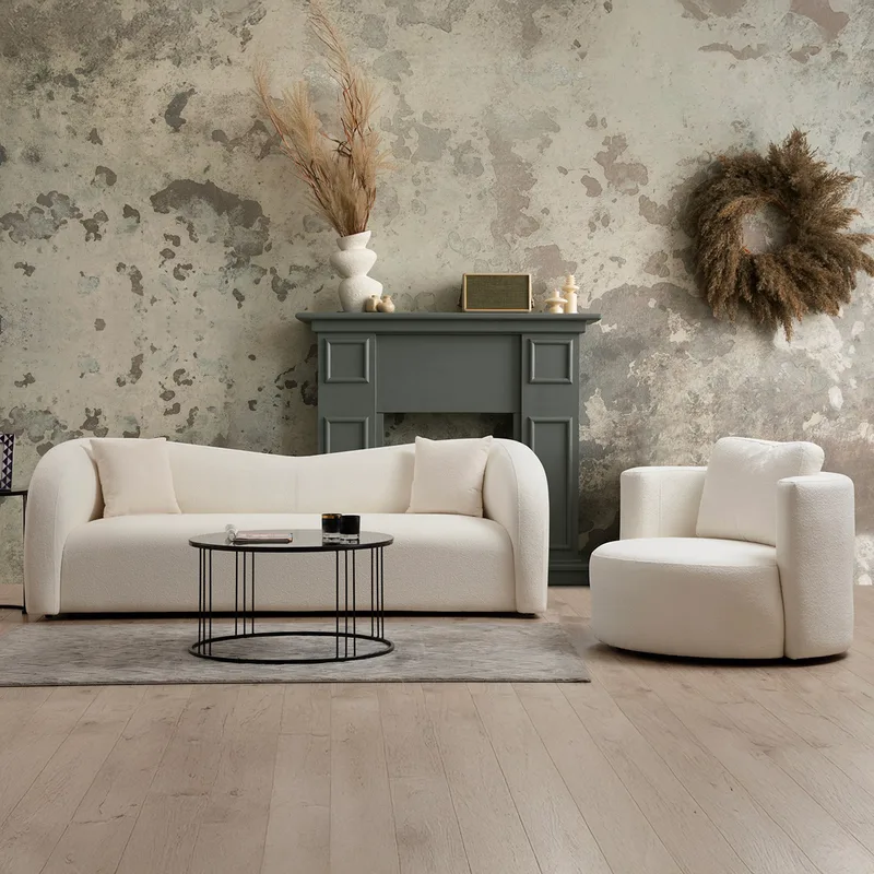 Τριθέσιος Καναπές Asos Cream - 3 560Are1868 (76x75x225)