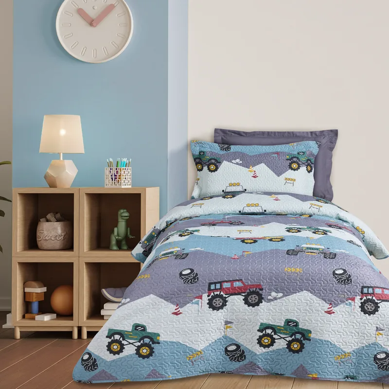 Κουβερλί Microfiber Μονό 160x240εκ. Kid Line 4926 Πράσινο-Γκρι Das Kids (Ύφασμα: Microfiber, Χρώμα: Γκρι) - DAS KIDS - 402009104926