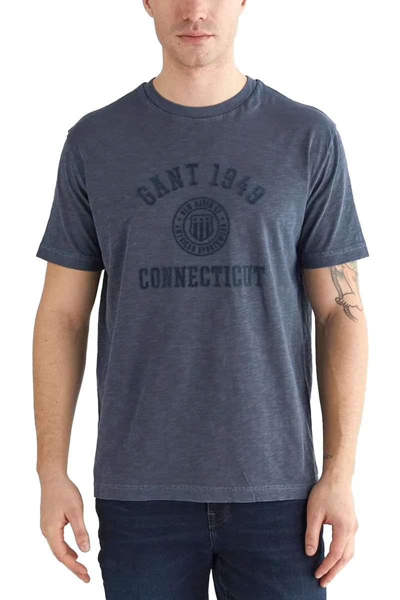 GANT T-SHIRT TONAL PRINT SS ΜΠΛΕ