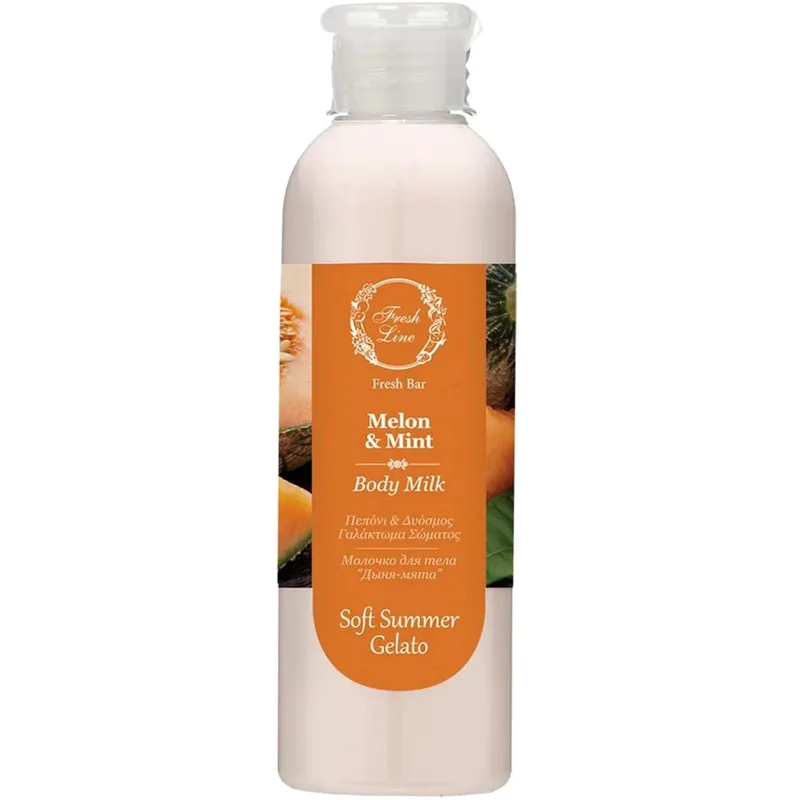 Fresh Line Fresh Bar Melon & Mint Fruity Summer Gelato Body Milk Αρωματικό & Φρουτένιο Γαλάκτωμα Σώματος Φυσικής Σύνθεσης με Πεπόνι & Μέντα 200ml