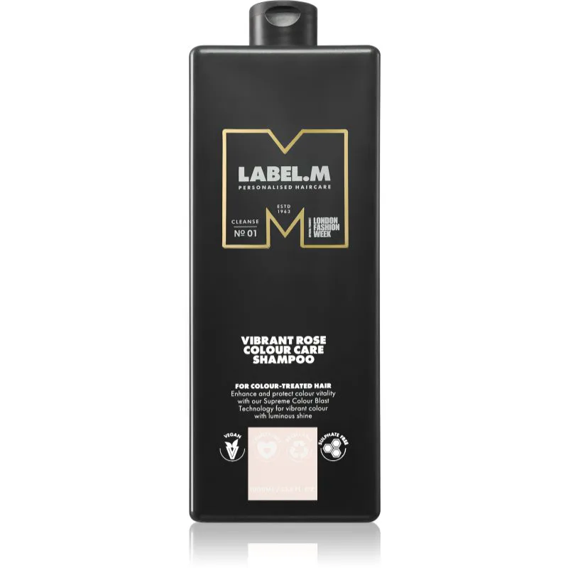 label.m Vibrant Rose Colour Care Shampoo ενυδατικό σαμπουάν για βαμμένα και με ανταύγειες μαλλιά 1000 ml